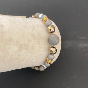 New Authentic Chan Luu Matte Hematite Mix Pull Tie
